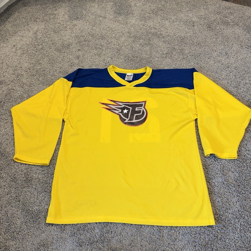 Indy Fuel Ice Hockey Jersey Indianapolis ECHL Athletic Knit Yellow Practice Rare